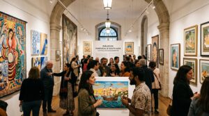 Contemporary cultural art gallery exhibition celebrating Portuguese and South Asian artistic dialogue